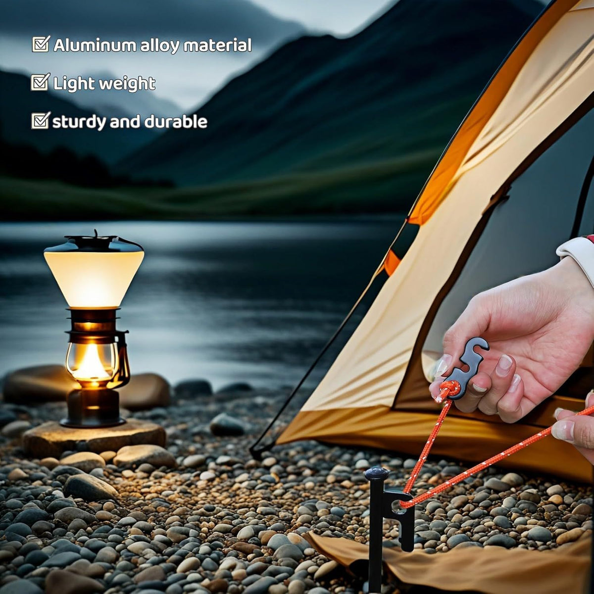 Three Eye Wind Rope Buckle,3-Hole Aluminum Guyline Tensioner, Lightweight Adjustable Cord Lock for Camping Tent Tarp, Parachute Cord Tightener,Set of 4 Colors