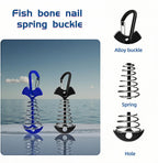 Fishbone SpringTent Peg Portable Windproof Anchors,Aluminum Tent Stakes with Carabiner for Camping Deck, Spring-Loaded Gutter Hook for Tarp,Adjustable Gap Stake for Outdoor Canopy (Blue and Black)