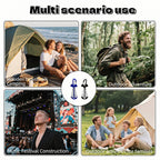 Fishbone SpringTent Peg Portable Windproof Anchors,Aluminum Tent Stakes with Carabiner for Camping Deck, Spring-Loaded Gutter Hook for Tarp,Adjustable Gap Stake for Outdoor Canopy (Blue and Black)
