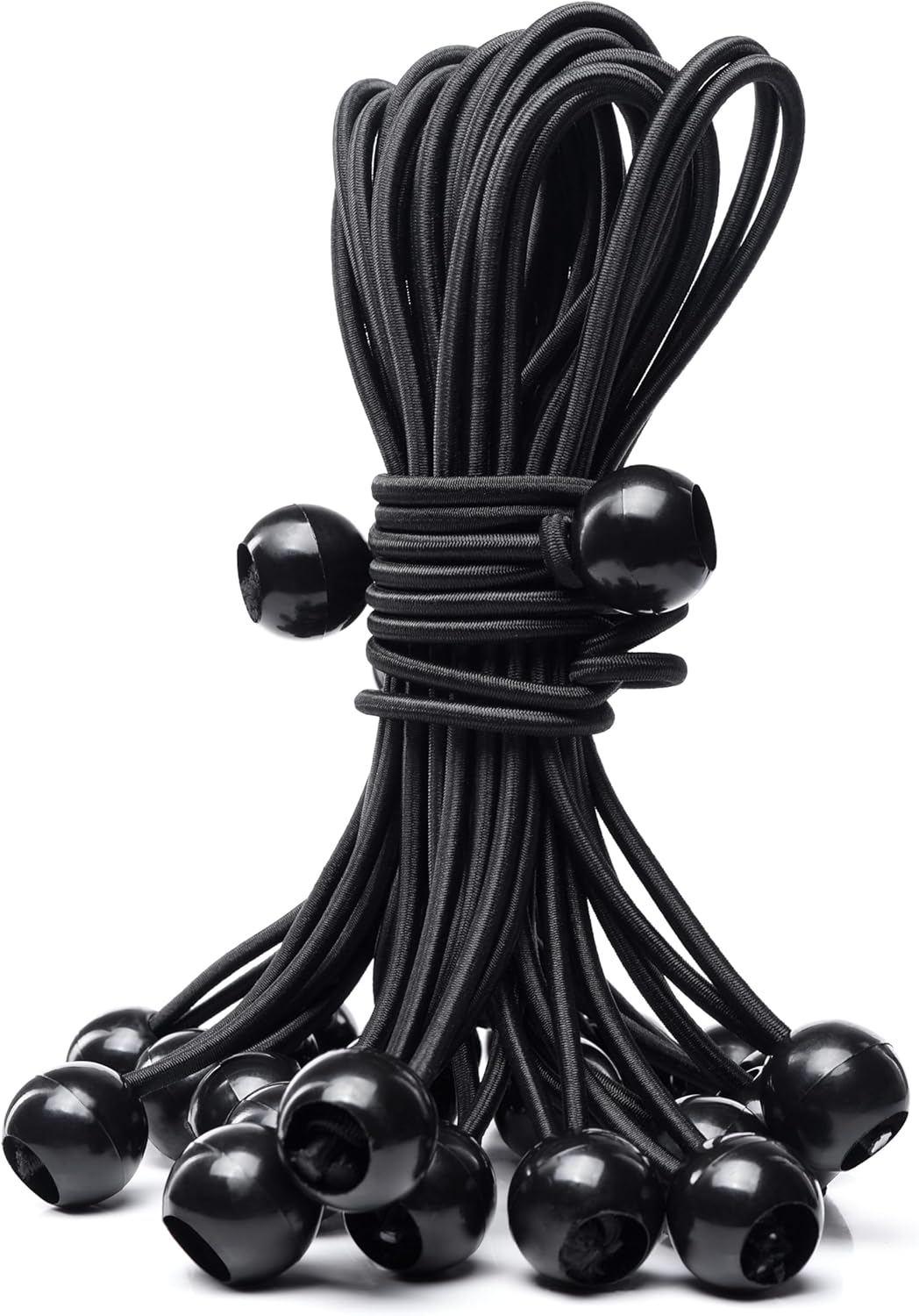 25Pack Length 8 Inch Bungee Cord Ties, Ball Bungee Strap Tarp Tie-Down, Elastic Cord Shock Rope for Outdoor Camping Tarp Clip Tent Canvas Tarpaulin Flag Pole Heavy-Duty Versatile Organize Accessory