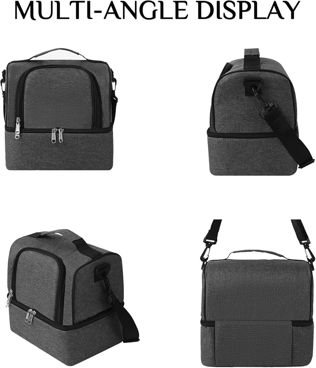 Lunch Bag for Women and Men - Reusable, Leakproof, and Insulated Double Deck Design for Picnic, Hiking, Beach, Work and Office Use