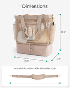 Beach Bag for Women, Mesh Tote Bags with Zipper, Sandproof Vacation Essentials with Cooler for Swim Cruise Pool