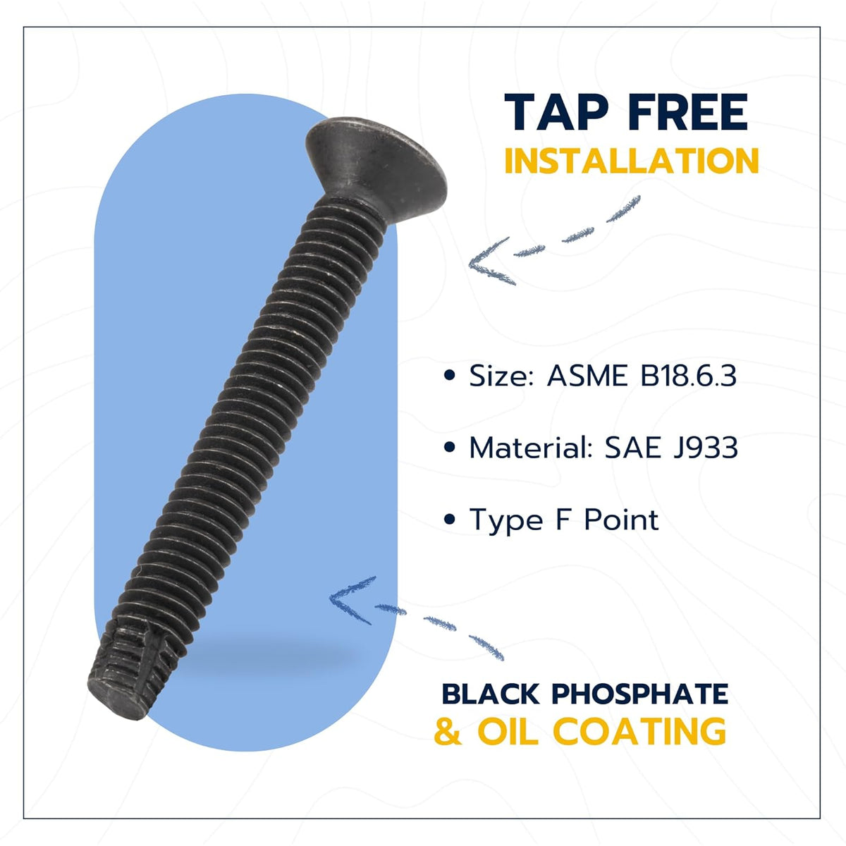 1/4 x 2-1/2" Trailer Deck Screws (100 pcs) T-30 Star Drive, Black Phosphate and Oil, Type F Thread Cutting Wood and Metal for Floorboards by Makers Bolt