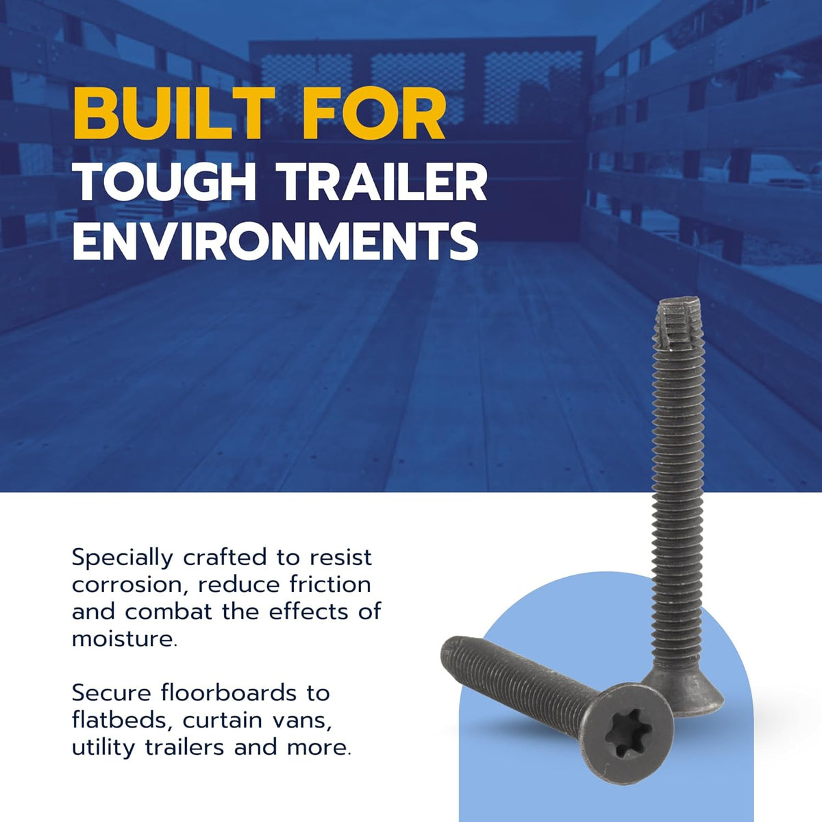 1/4 x 2-1/2" Trailer Deck Screws (100 pcs) T-30 Star Drive, Black Phosphate and Oil, Type F Thread Cutting Wood and Metal for Floorboards by Makers Bolt