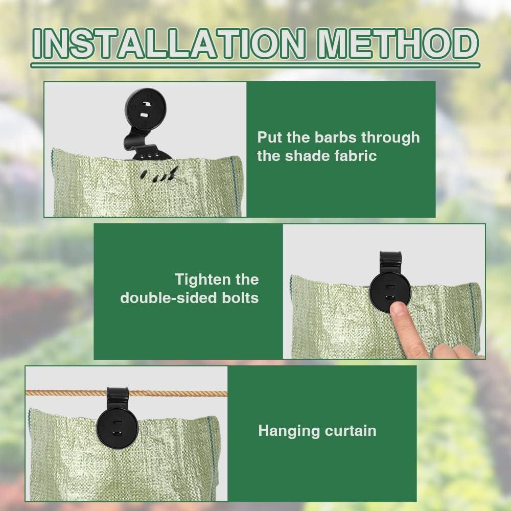 Shade Cloth Heavy Duty Lock Grip, 2023 New Shade Cloth Plastic Clips Windproof Awning Clamp Grip, Greenhouse Shade Cloth Fix Clamp Tent Clips Accessory for Garden Netting Sun Shade Net (Black-50 Pcs)