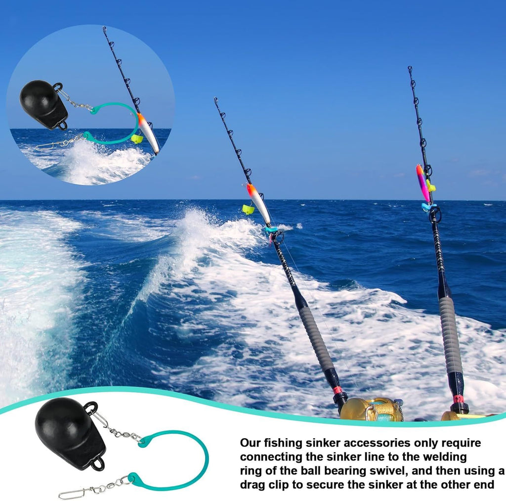 2 Pcs Blue Fishing downrigger Weight Snubber Trolling Snubber with downrigger Release Clips for Inshore Fishing, Deflector Weights, and Kite Trolling