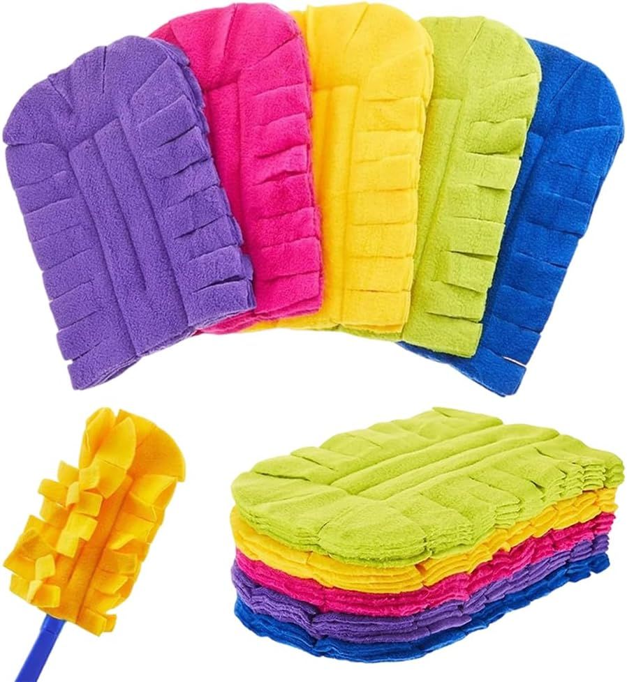 360° Electrostatic Duster Refills, 2026 New Washable & Reusable Microfiber Pads Fleece Duster Refill Compatible Tools for Cleaning Home, Blinds, Car, Pet, Furniture, Fans (Mix)