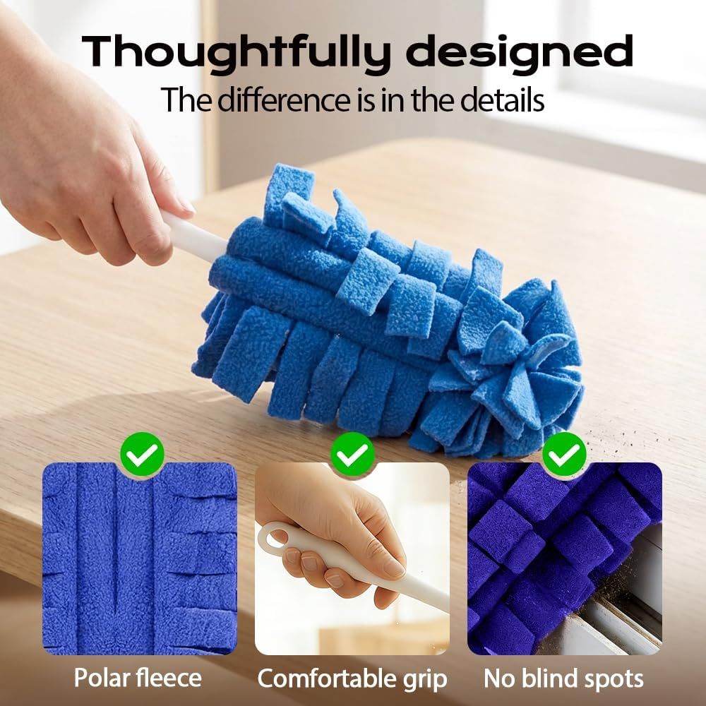 360° Electrostatic Duster Refills, 2026 New Washable & Reusable Microfiber Pads Fleece Duster Refill Compatible Tools for Cleaning Home, Blinds, Car, Pet, Furniture, Fans (Mix)