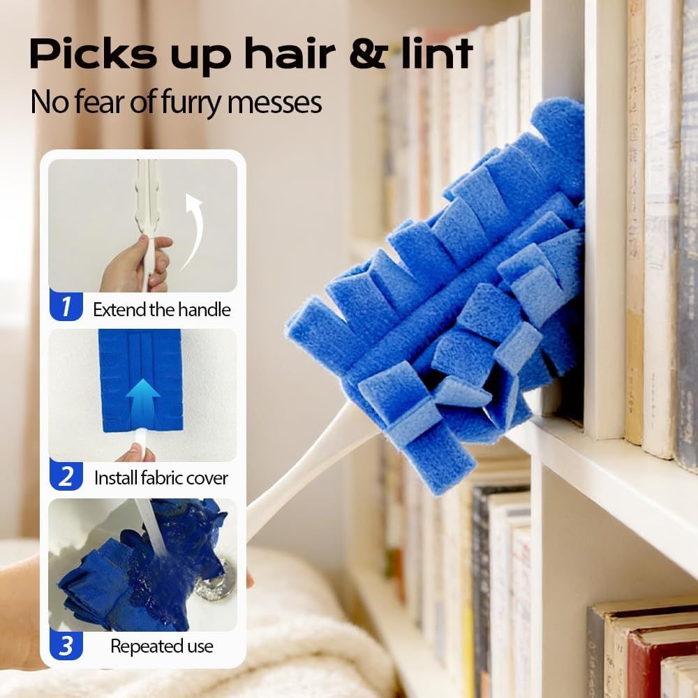 360° Electrostatic Duster Refills, 2026 New Washable & Reusable Microfiber Pads Fleece Duster Refill Compatible Tools for Cleaning Home, Blinds, Car, Pet, Furniture, Fans (Mix)
