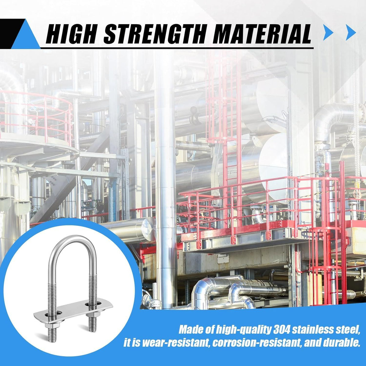 8 Sets M6 U Bolts 1 Inch Wide, 304 Stainless Steel Heavy Duty 25mm x 70mm U Bolts with Nuts, Bolt Plate, Washers and Wrench for Boat Trailer