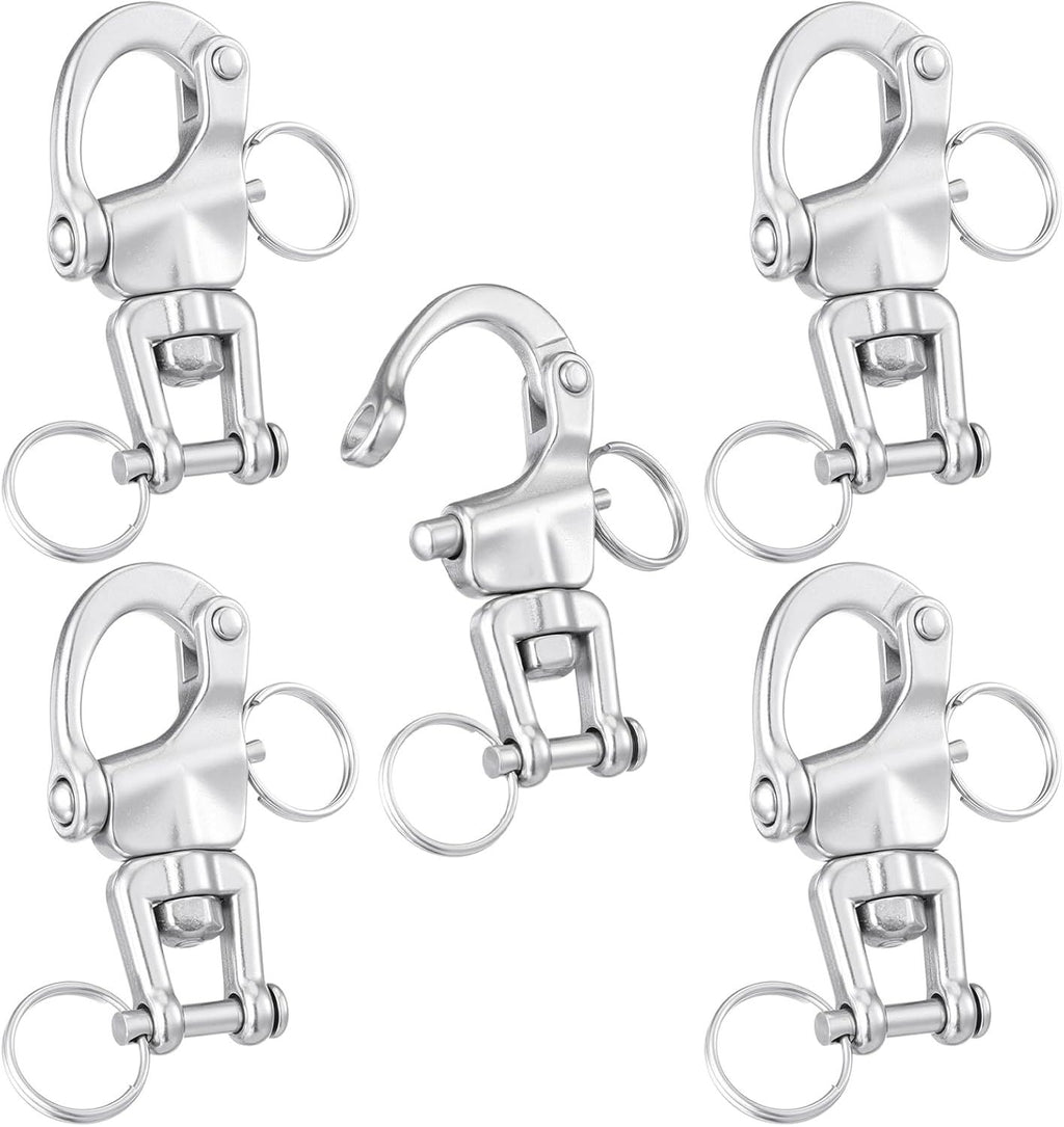 316 Stainless Steel Swivel Snap Shackle Clevis Quick Heavy Duty Release Spring Hook Marine Grade Sailing Halyard Shackle for Boat Rigging Industrial Lifting Climbing