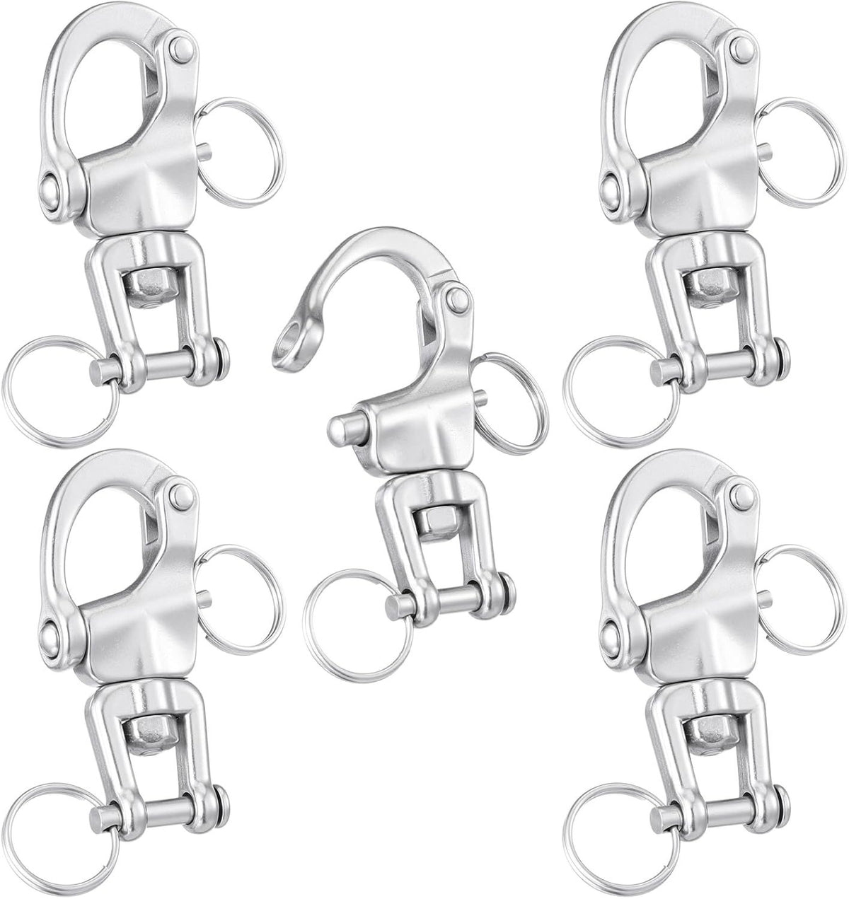 316 Stainless Steel Swivel Snap Shackle Clevis Quick Heavy Duty Release Spring Hook Marine Grade Sailing Halyard Shackle for Boat Rigging Industrial Lifting Climbing