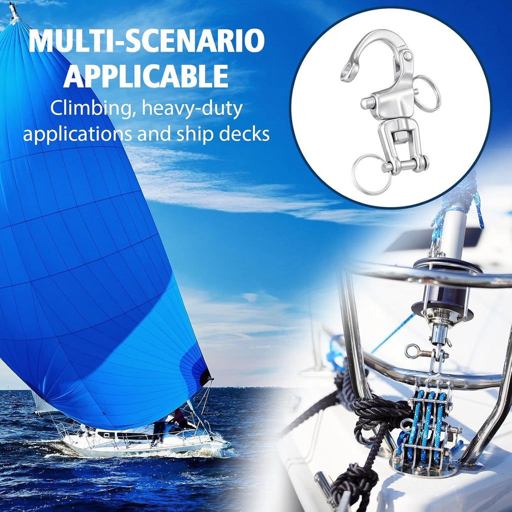 316 Stainless Steel Swivel Snap Shackle Clevis Quick Heavy Duty Release Spring Hook Marine Grade Sailing Halyard Shackle for Boat Rigging Industrial Lifting Climbing