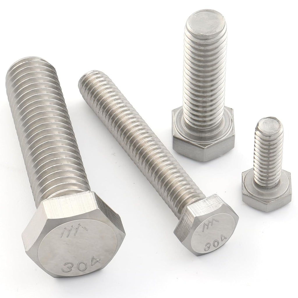 15Pcs 1/4-20 x 3-1/2" Hex Head Screws Bolts,304 Stainless Steel 18-8,Fully Threaded,External Hex Drive,Mounting Chair,Rail,Pump,Wheels,Handles,Antenna Parts,Boat and Plastic Bumpers(VG10211)
