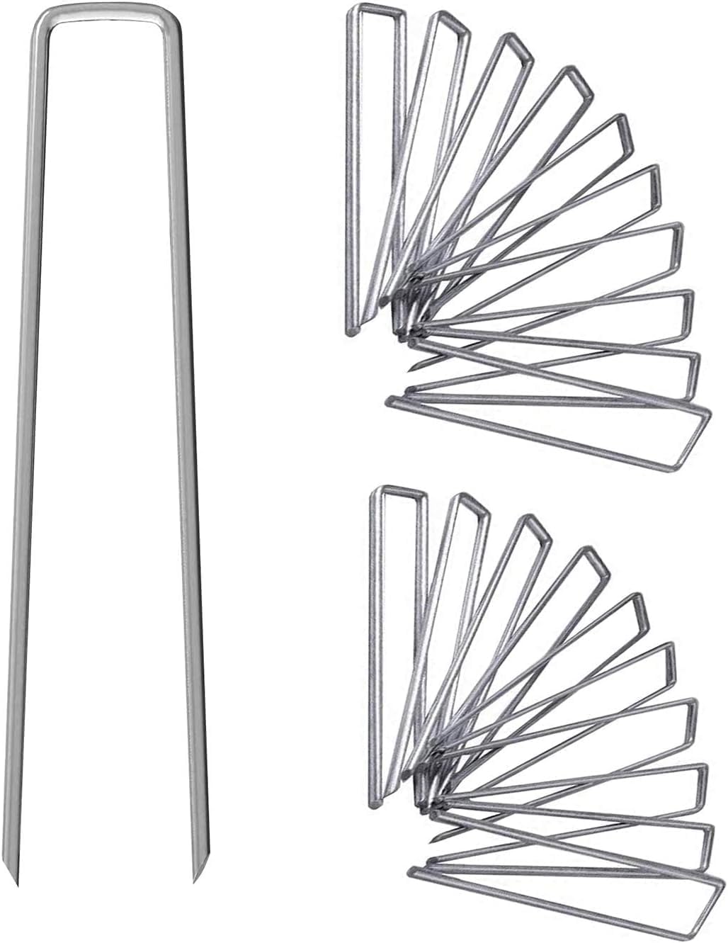 12 Inch Galvanized Garden Landscape Staples Stakes, 25 50 100 PCS Anti-Rust Garden Staples Tent Ground Stakes U-Shaped Landscape Pins for Secure Lawn Fabric, Decoration (25, 12 Inch)