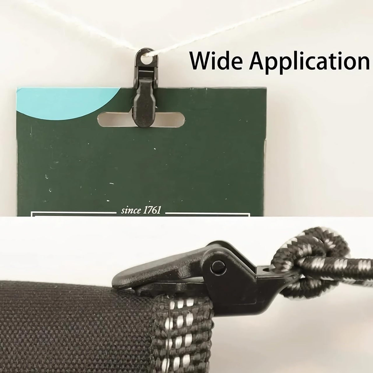 25Pcs Mini Small Camping Tent Tarp Clips, Plastic Crocodile Clip, Windproof Snaps, Awning Clamp for Tarp, Harks - Black