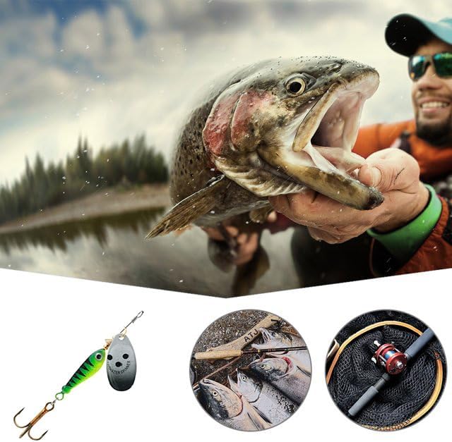 4Pcs Fishing Lure Spinner Baits, Bait Bionic Hard Baits,Metal Rotating Sequin baits for Bass, Trout, Walleye, Northern Pike and Salmon  0.63oz
