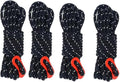 4Pack Duty Camping Rope - 4mm Outdoor Reflective Guy Lines with Tensioner Adjuster Strong Nylon Cord for Tent Tarp, Canopy Shelter, Camping, Hiking, Backpacking Black