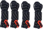 4Pack Duty Camping Rope - 4mm Outdoor Reflective Guy Lines with Tensioner Adjuster Strong Nylon Cord for Tent Tarp, Canopy Shelter, Camping, Hiking, Backpacking Black