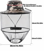 1Pack Anti-Mosquito Mesh Fishing Cap, Mosquito Head Net Hat with Removable Hidden Netting，for Outdoor Hiking Gardening Beekeeping