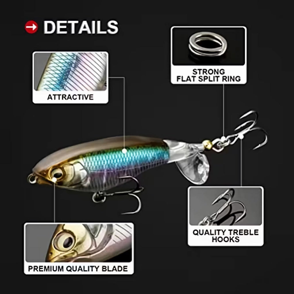 5Pcs Premium Top Water Fishing Lures, Lure for Bass with Soft Propeller Tail Catfish,Pike Perch, Bass, Lures Freshwater or Saltwater