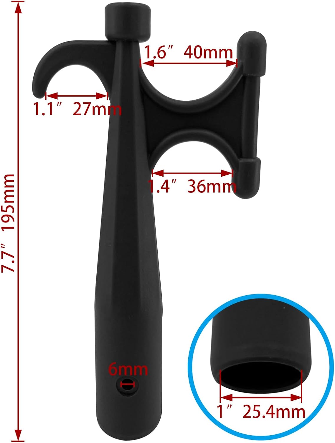 2Pcs Nylon Boat Hook Floating,Hook for Extension Pole,Unbreakable,Durable,Rust-Resistant Replacement Attachment End Mooring Yacht Kayak,Black