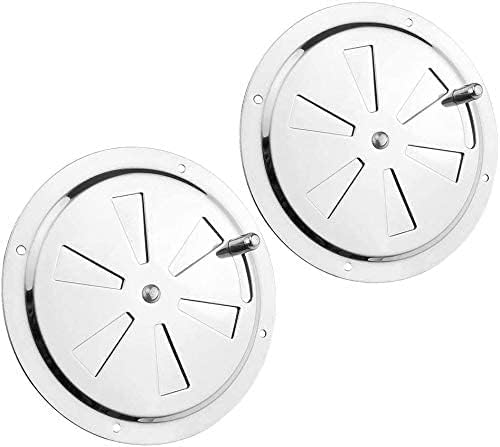 2 Pack of 4 inch Cabin Ventilation Plate Vent Round Butterfly Air Gill with Side Knob 304 Stainless Steel for Marine Boats Accessories