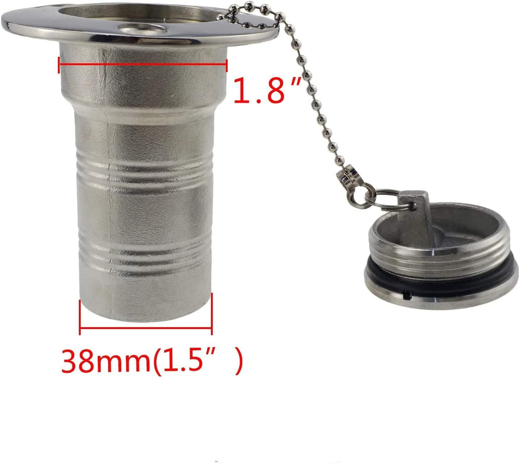 1-1/2"(38mm) Boat Gas/Fuel/Diesel/Water/Waste Deck Fill/Filler with Keyless Cap 1-1/2" Marine Mirror- Polished 316 Stainless Steel Hardware for Yacht Caravan WATER