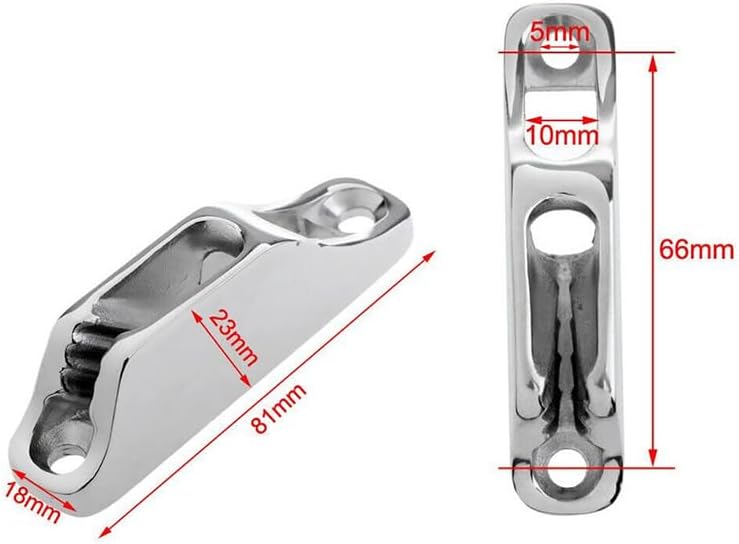 2pcs Boat Rope Clam Cleat 18 x 82mm Stainless Steel for 3 to 5mm Line fit Kayak