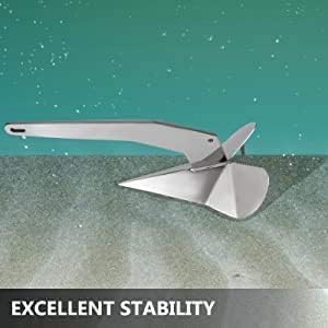 Stainless Steel Delta/Wing Style Boat Anchor Heavy Duty Triangular 11lb / 13lb 16lb /17.5lb 22lb 33lb 35lb Wing Triangle  13 lb/6 kg