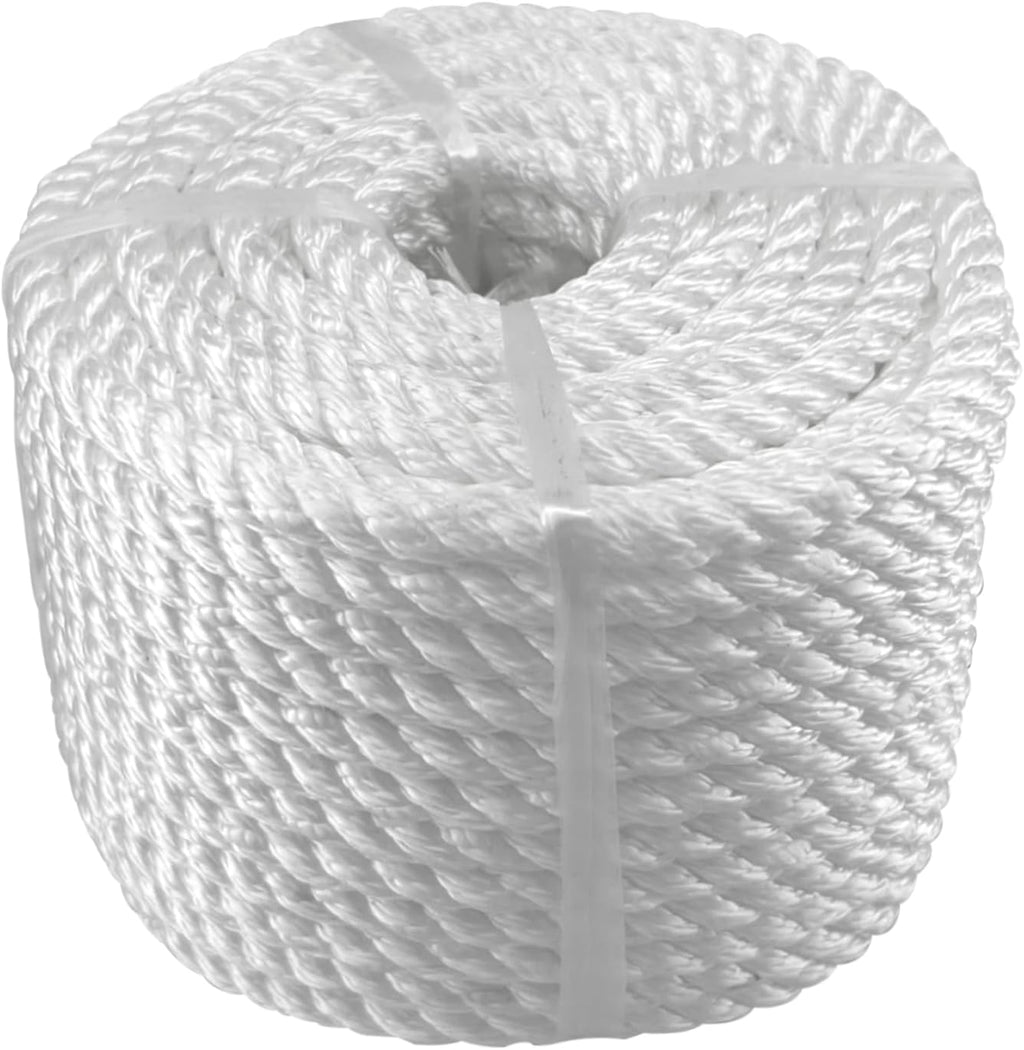 Solid Braid Nylon Anchor Rope (3/8" x 100') Line Boat with Stainless Steel Thimble & Shackle