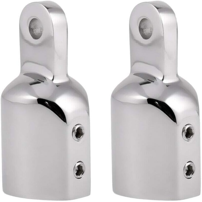 316 Stainless Steel Heavy Duty Fitting Bimini Top Cap Fits 1" (25.4mm) OD Round Tube External Eye End with Two Screws for Boat Covers Marine Hardware(2pcs)