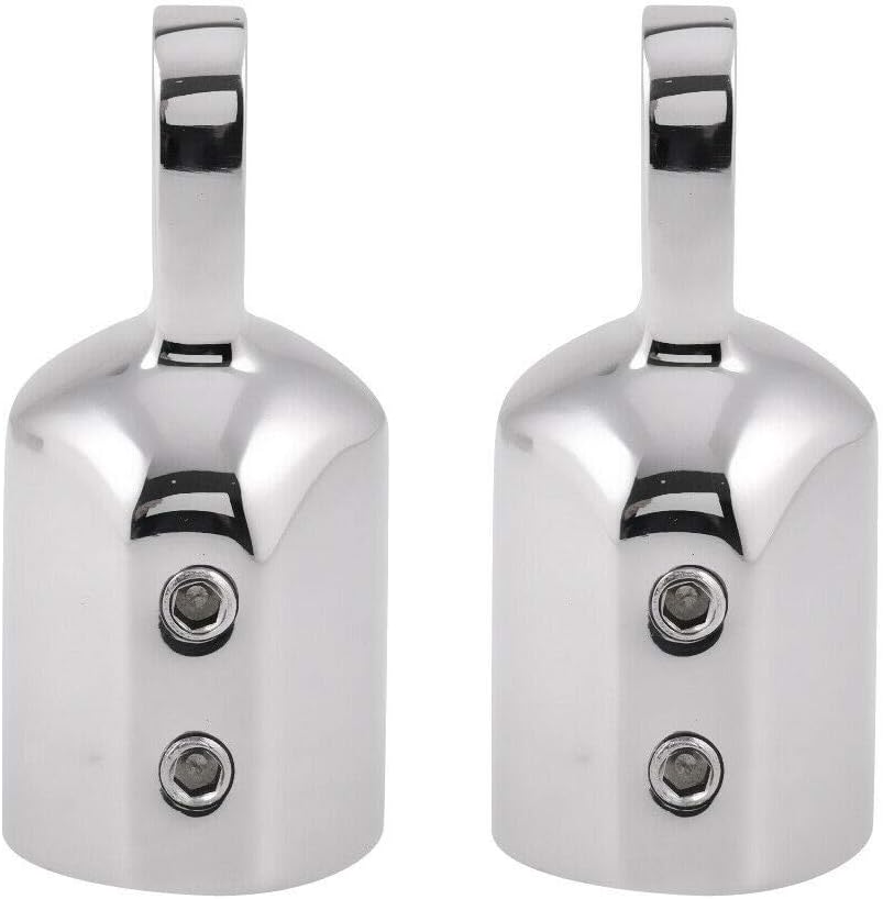 316 Stainless Steel Heavy Duty Fitting Bimini Top Cap Fits 1" (25.4mm) OD Round Tube External Eye End with Two Screws for Boat Covers Marine Hardware(2pcs)