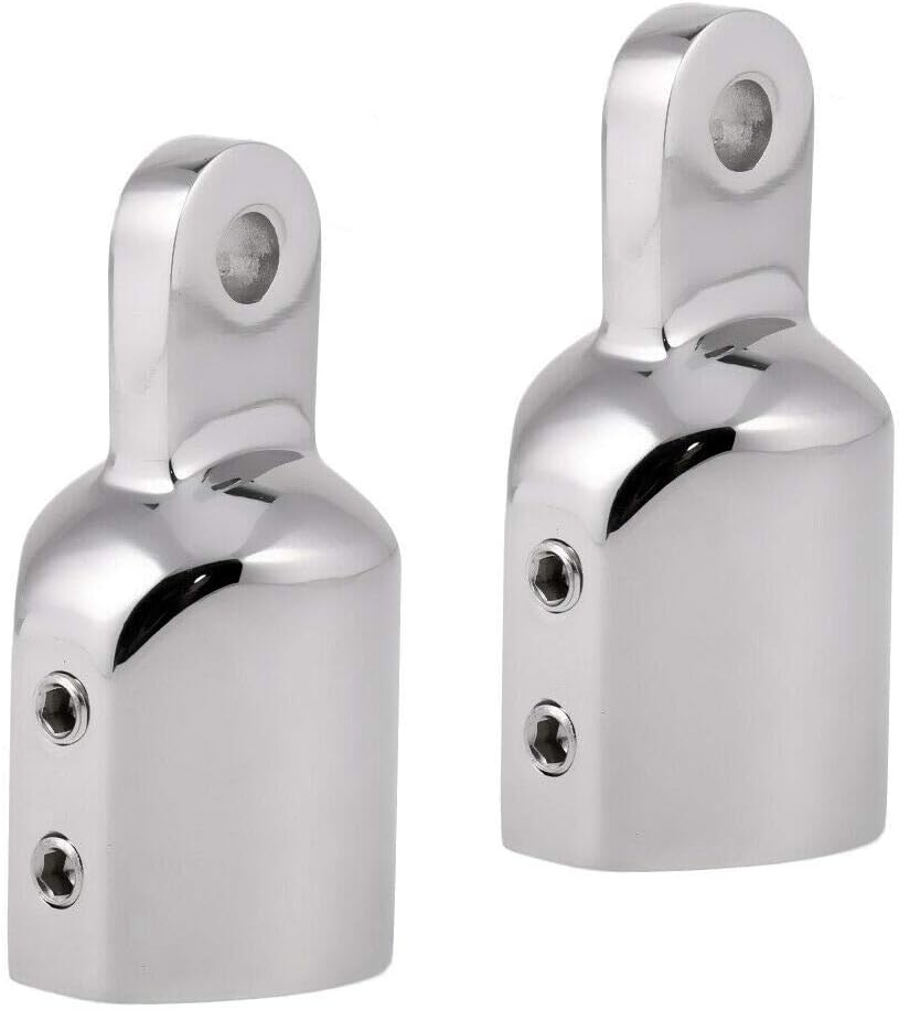 316 Stainless Steel Heavy Duty Fitting Bimini Top Cap Fits 1" (25.4mm) OD Round Tube External Eye End with Two Screws for Boat Covers Marine Hardware(2pcs)
