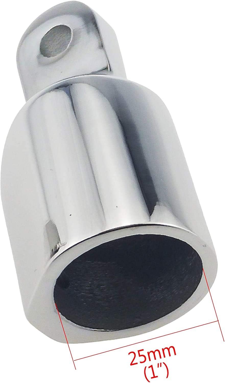 316 Stainless Steel Heavy Duty Fitting Bimini Top Cap Fits 1" (25.4mm) OD Round Tube External Eye End with Two Screws for Boat Covers Marine Hardware(2pcs)