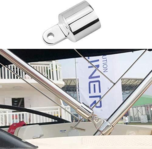 316 Stainless Steel Heavy Duty Fitting Bimini Top Cap Fits 1" (25.4mm) OD Round Tube External Eye End with Two Screws for Boat Covers Marine Hardware(2pcs)
