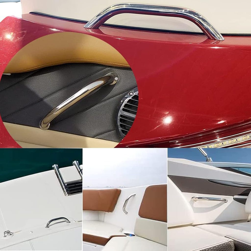 Boat 316 Stainless Steel 8-3/4'' Polished Grab Handle Oval Tube Bar Handrail for Marine Yacht RV