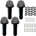 4pc Kayak Fishing Rod Holder - Plastic Flush Mount Boat Holders with Cap Cover for Canoe and Tackle Accessory