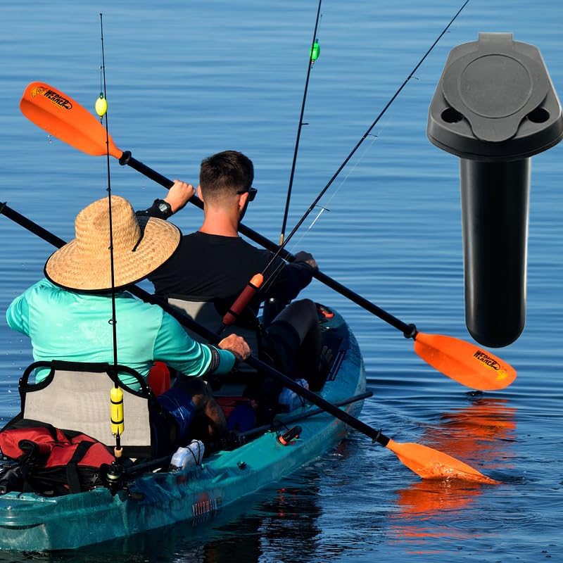 4pc Kayak Fishing Rod Holder - Plastic Flush Mount Boat Holders with Cap Cover for Canoe and Tackle Accessory