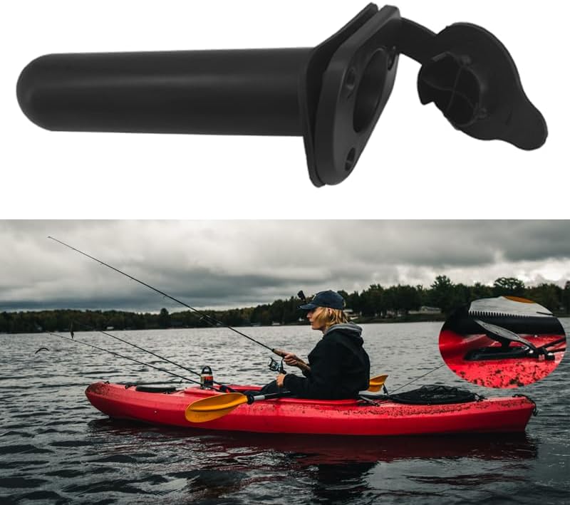 4pc Kayak Fishing Rod Holder - Plastic Flush Mount Boat Holders with Cap Cover for Canoe and Tackle Accessory