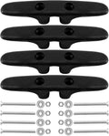 MARINRE 4 PCS Marine Black Nylon Cleat Open Base 4-1/2 in Heavy-Duty Boat Deck and Anchor Line w/Finish