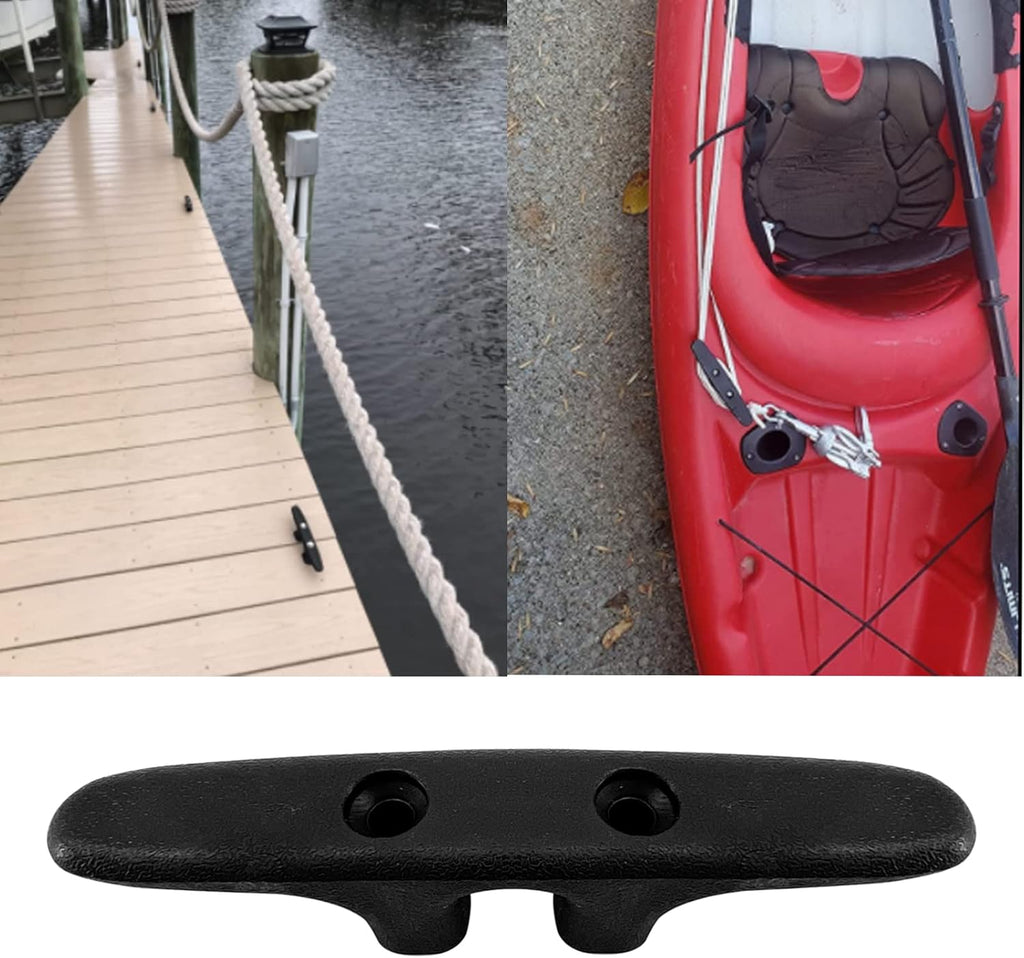 MARINRE 4 PCS Marine Black Nylon Cleat Open Base 4-1/2 in Heavy-Duty Boat Deck and Anchor Line w/Finish