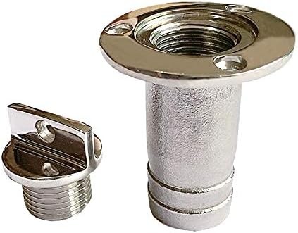 1" Boat Garboard Drain Plug Gas Fuel Deck Fill/Filler with Keyless Cap Marine Mirror- Polished 316 Stainless Steel Hardware for Yacht Caravan