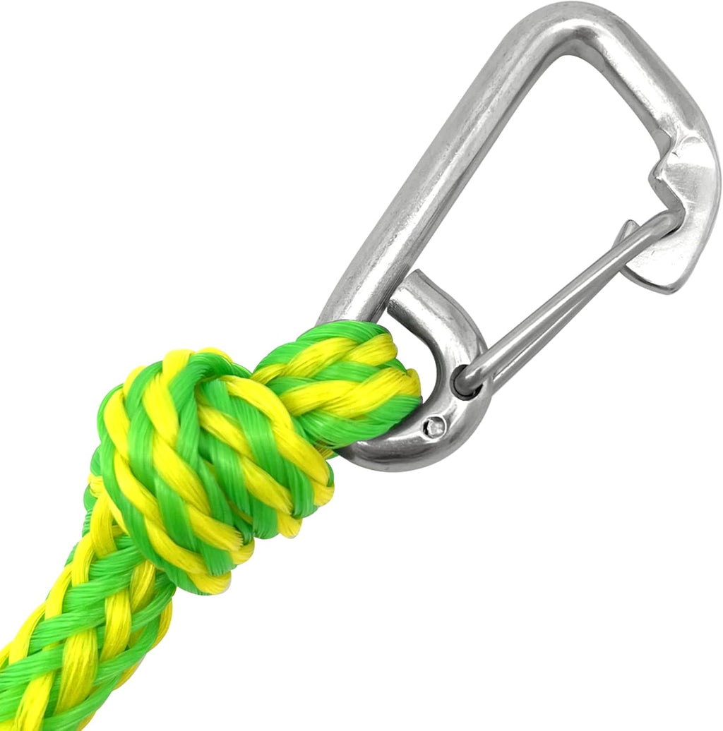Kayak Tow Rope with Clip Dock Lines Heavy Duty Braided Line Ideal for Jet ski,watercraft Boat, Kayaking, Marine Sets of Two Ropes 1/2 Inch Diameter x 12 ft Lengths Geen