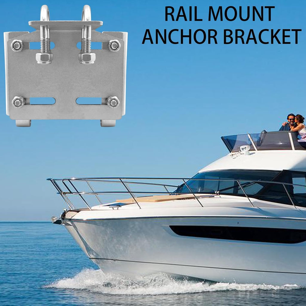 Stainless Steel Horizontal Stanchion Rail Mount Anchor Bracket, Fluke Bracket Rugged Durable High Hardness (Fits 7/8" to 1" Rails) for Boats Yachts Ships