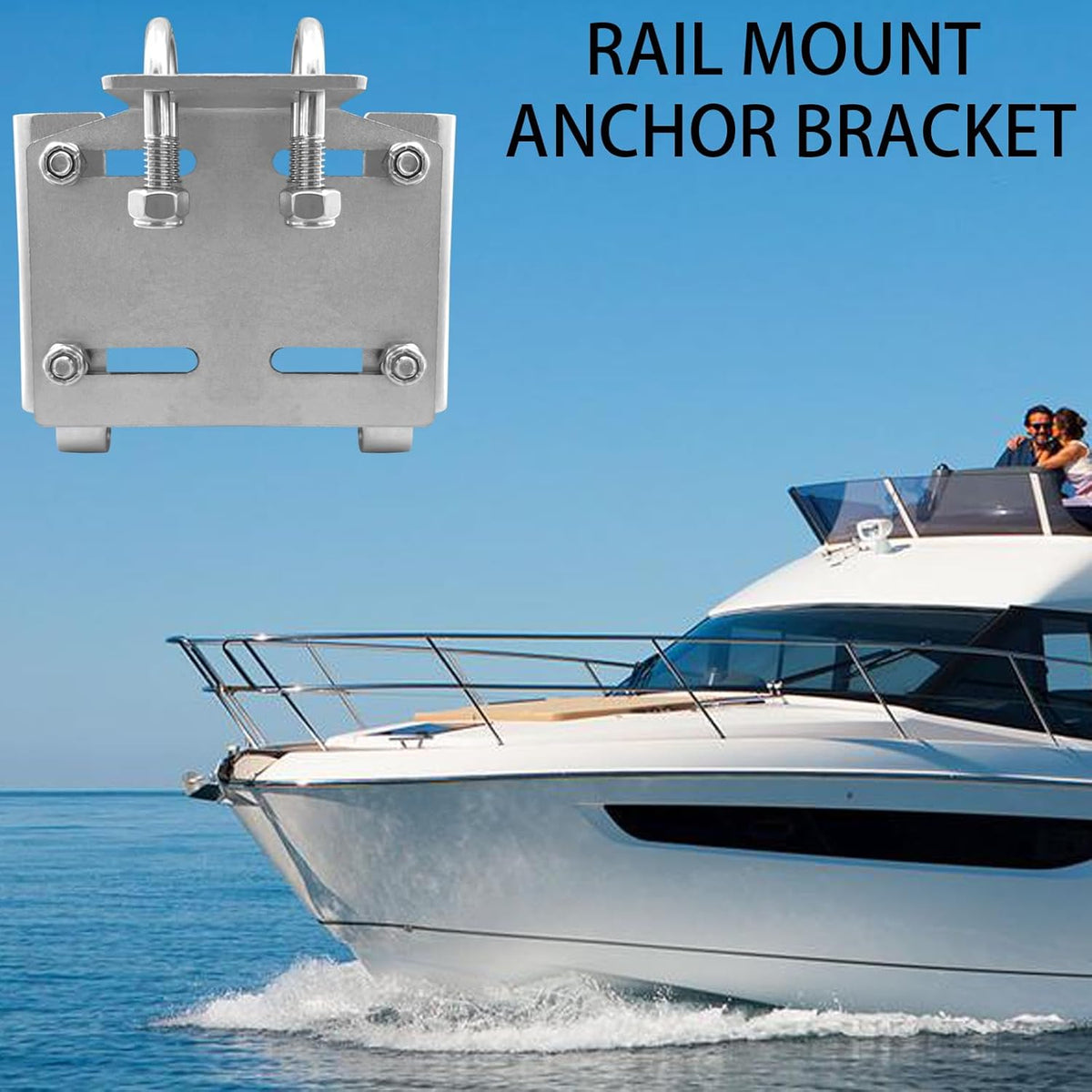 Stainless Steel Horizontal Stanchion Rail Mount Anchor Bracket, Fluke Bracket Rugged Durable High Hardness (Fits 7/8" to 1" Rails) for Boats Yachts Ships