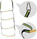 4 Step Boat Rope Ladder, Green and Yellow, Nylon Stainless Steel, 400 lb Load Capacity