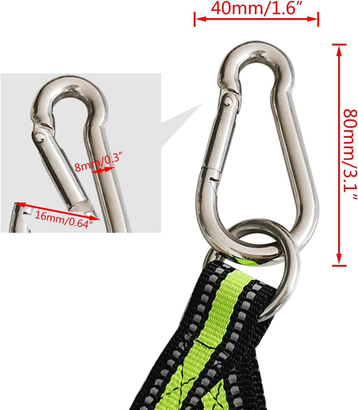 4 Step Boat Rope Ladder, Green and Yellow, Nylon Stainless Steel, 400 lb Load Capacity