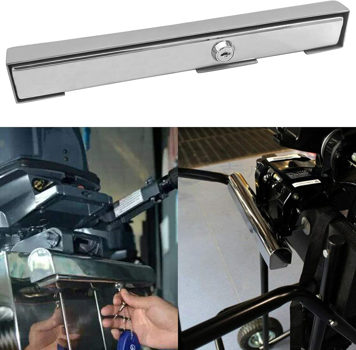 High Security Stainless Steel Boat Marine Outboard Motor Engine Lock 300mm Quick Release/Install Secures with Keys