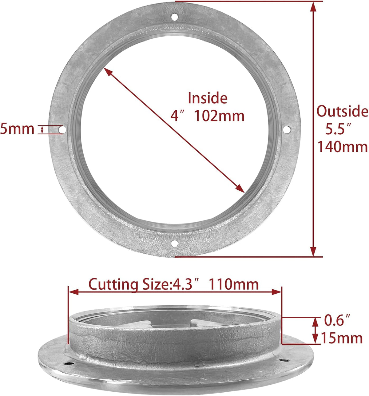 4 inch Hatch 316 Stainless Steel Round Non Slip Inspection Deck Plate with Detachable Cover for Marine Boat Yacht